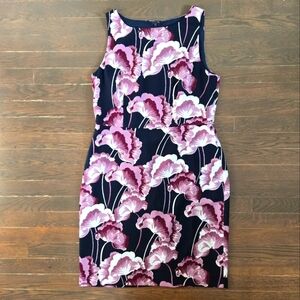 Ann Taylor factory purple pink floral bodycon mini dress sz 12